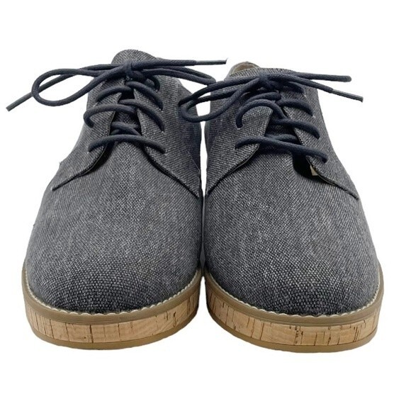 14th & Union Gray Linen Canvas Cork Oxford Lace-Up Loafer Shoe Women's Size 8.5 - Picture 8 of 15